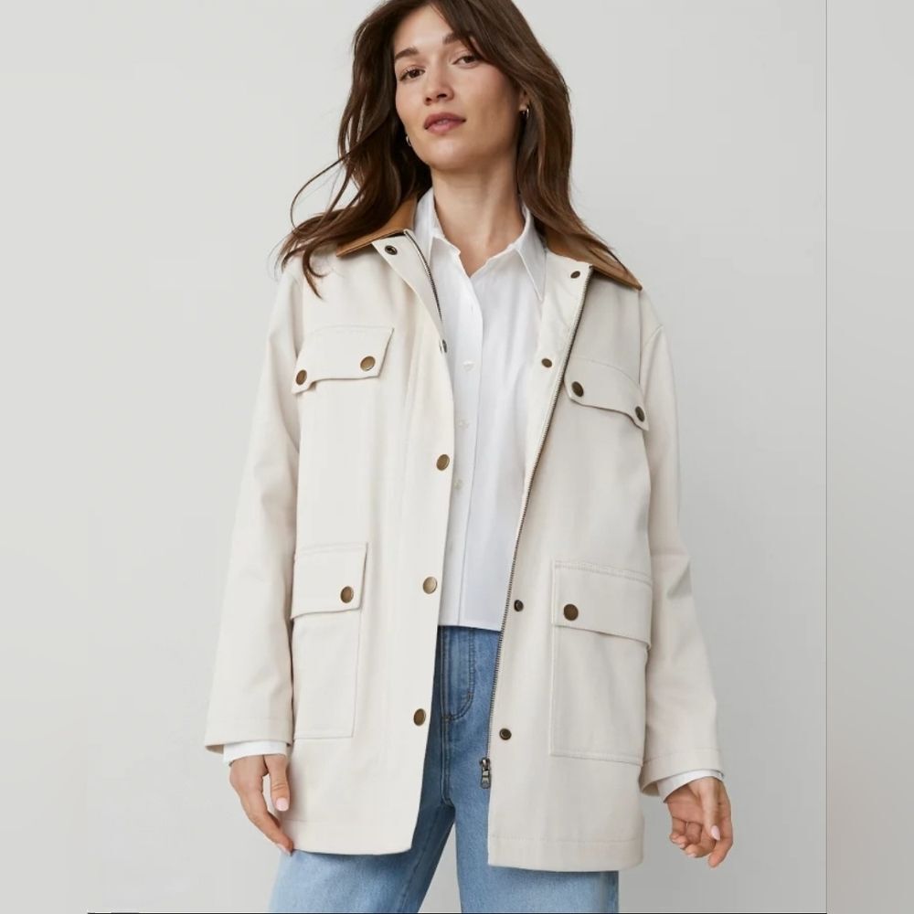 Ann Taylor OVERSIZED Weekender 98% Cotton Field Utility Barn CHORE Jacket